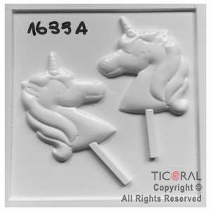 MOLDE A 1633 UNICORNIOS CHUPETIN CON PALITO 175X135MM APROX TRANSPARENTE x 4